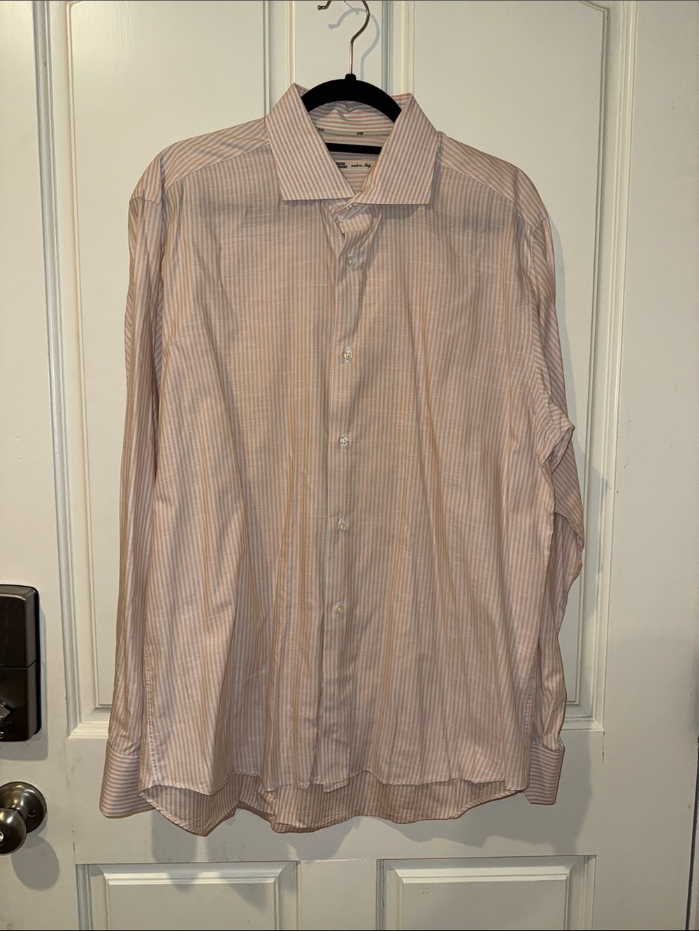 Men's Coral Stripe Dress Shirt - Classic Button-Up